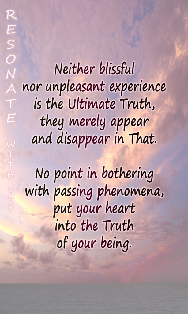 Pointing card: Neither blissful nor unpleasant experience is the Ultimate Truth